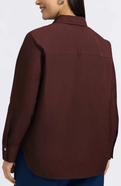 Foxcroft Meghan Cotton Button-up Shirt In Burgundy