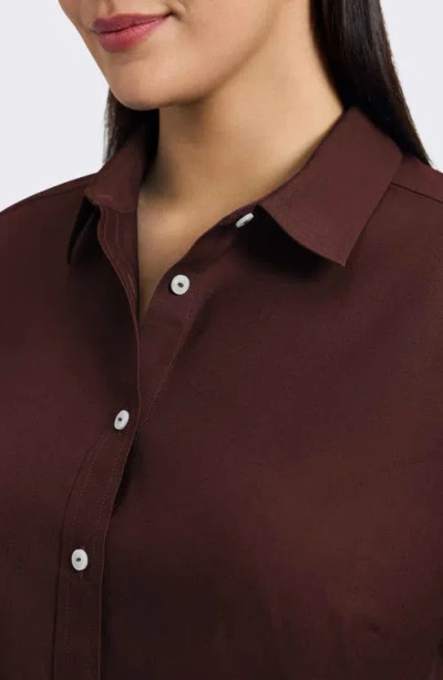 Foxcroft Meghan Cotton Button-up Shirt In Burgundy
