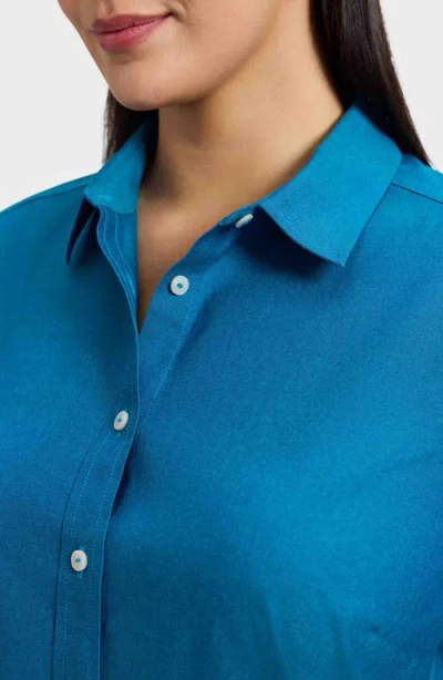 Foxcroft Meghan Cotton Button-up Shirt In Blue