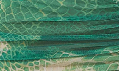 Afrm Ramsey Snakeskin Print Long Sleeve Minidress In Green