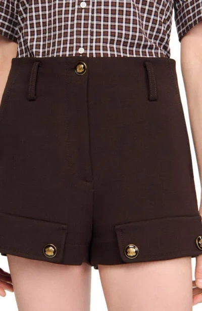 Sandro Buttoned Carpenter Shorts In Brown