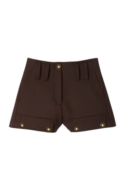 Sandro Buttoned Carpenter Shorts In Brown