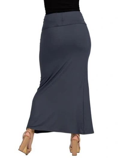 24seven Comfort Apparel Womens Comfortable Foldover Maxi Skirt In Blue