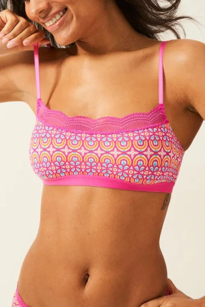 Stripe & Stare The Lace Square & Original Knicker Set In Pink