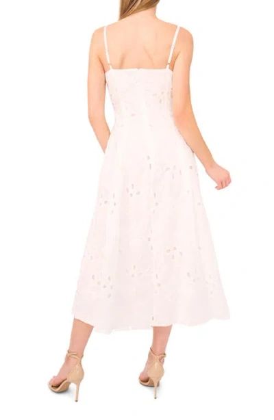Cece Embroidered Godet Pleat Cotton A-line Dress In Pink