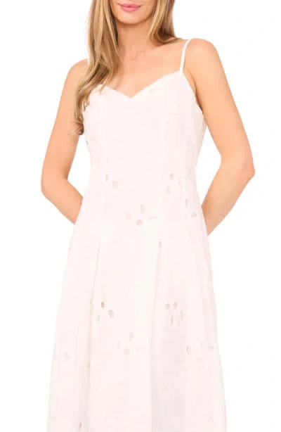Cece Embroidered Godet Pleat Cotton A-line Dress In Pink
