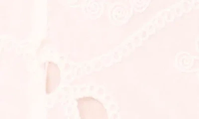 Cece Embroidered Godet Pleat Cotton A-line Dress In Pink