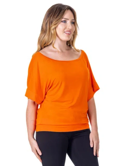24seven Comfort Apparel Loose Fit Dolman Top With Wide Sleeves In Orange