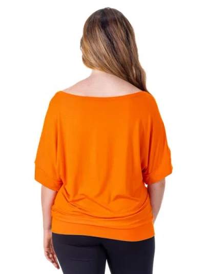 24seven Comfort Apparel Loose Fit Dolman Top With Wide Sleeves In Orange