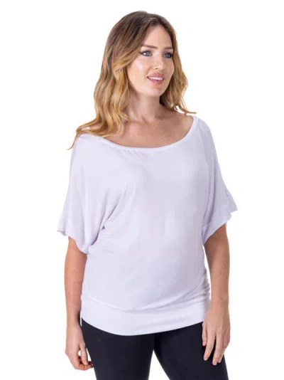 24seven Comfort Apparel Loose Fit Dolman Top With Wide Sleeves In White