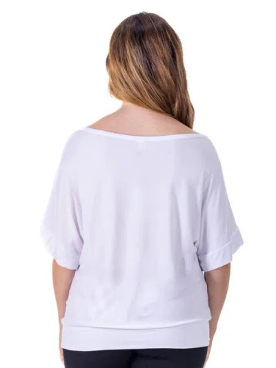 24seven Comfort Apparel Loose Fit Dolman Top With Wide Sleeves In White