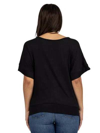 24seven Comfort Apparel Loose Fit Dolman Top With Wide Sleeves In Black
