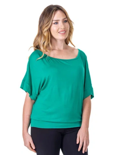 24seven Comfort Apparel Loose Fit Dolman Top With Wide Sleeves In Green