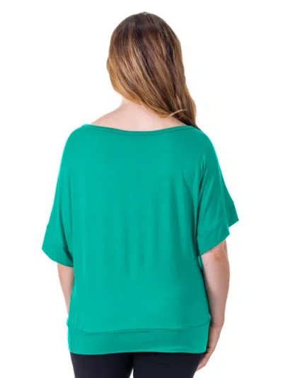 24seven Comfort Apparel Loose Fit Dolman Top With Wide Sleeves In Green