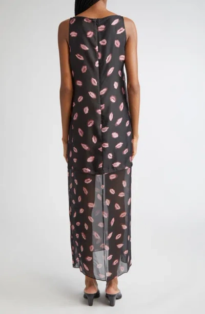 Altuzarra Katrin Lip Print Silk Chiffon Dress