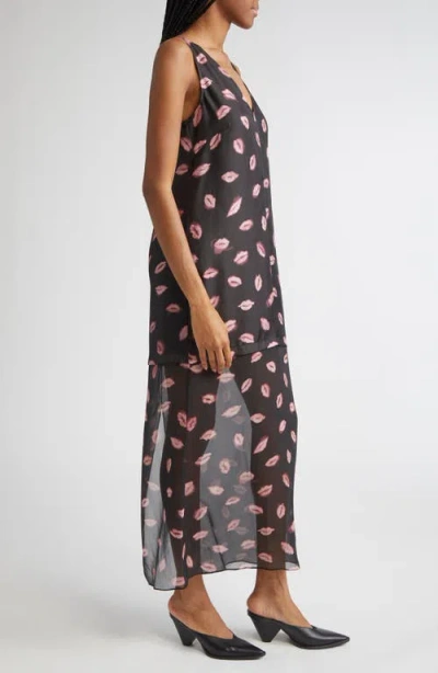 Altuzarra Katrin Lip Print Silk Chiffon Dress