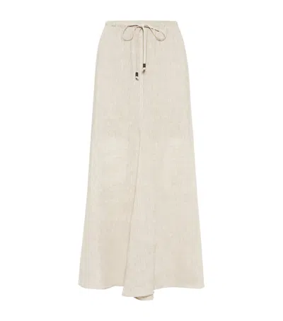 Brunello Cucinelli Linen Drawstring Maxi Skirt