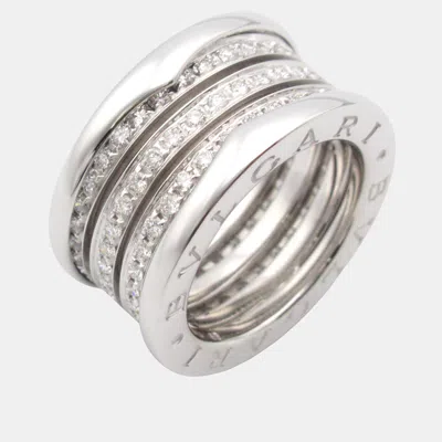 Pre-owned Bvlgari B.zero1 18k White Gold And Diamond Band Ring Eu 48