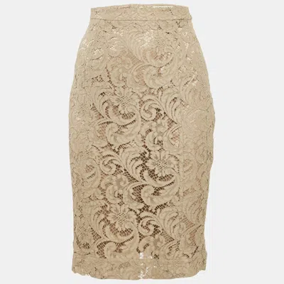 Pre-owned Burberry Beige Lace Knee-length Skirt S