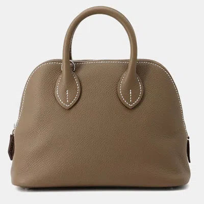 Pre-owned Hermes Mini Bolide 1923 Etoupe Evercolor In Brown