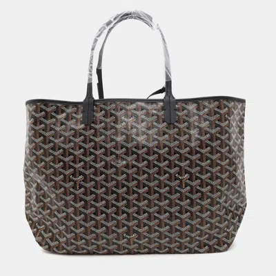 Pre-owned Goyard Saint Louis Black Pvc Coated Canvas Leather Size Pm