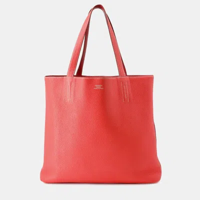 Pre-owned Hermes Double Sense Rouge Casaque/bougainvillier Taurillon Clemence Size 45 In Red
