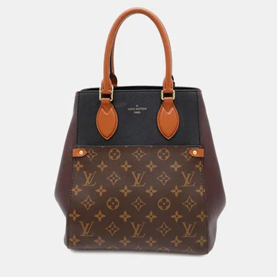 Pre-owned Louis Vuitton Fold Tote Wine/noir Monogram Calf Leather Size Mm In Black