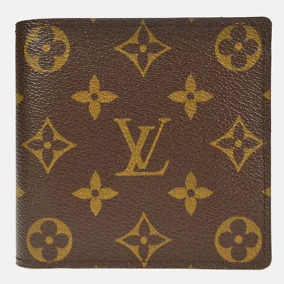 Pre-owned Louis Vuitton Monogram Portefeuille Marco Wallet Purse In Brown