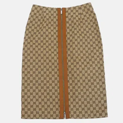 Pre-owned Gucci Beige Cotton Polyster Skirt In Sand