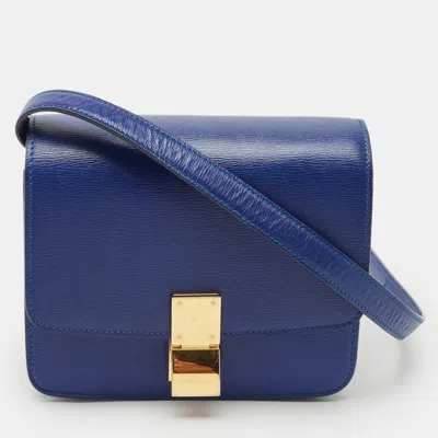 Pre-owned Celine Blue Leather Small Classic Box Flap Bag