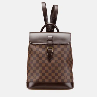 Pre-owned Louis Vuitton Brown Damier Ebene Soho Backpack