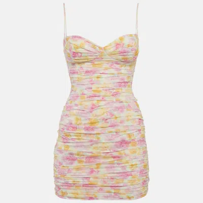 Pre-owned Magda Butrym Multicolor Floral Print Crepe Draped Sleeveless Mini Dress S