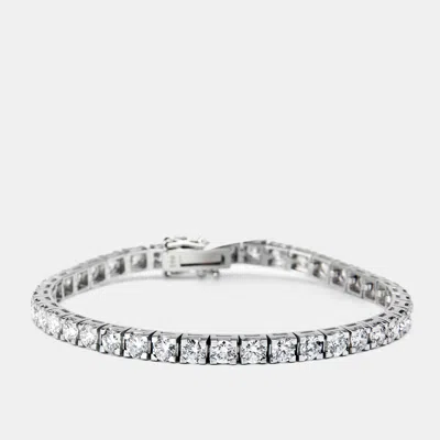 Pre-owned The Diamond Edit 6.45 Cts Round Brilliant Cut Lab Grown Diamonds 18k White Gold Tennis Bracelet