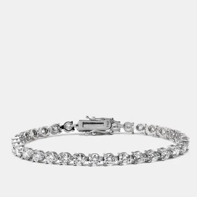 Pre-owned The Diamond Edit 8.02 Cts Round Brilliant Cut Lab Grown Diamonds 18k White Gold Tennis Bracelet