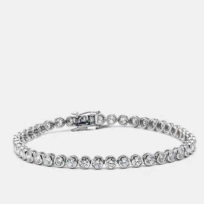 Pre-owned The Diamond Edit 5.96 Cts Round Brilliant Cut Lab Grown Diamonds 18k White Gold Tennis Bracelet