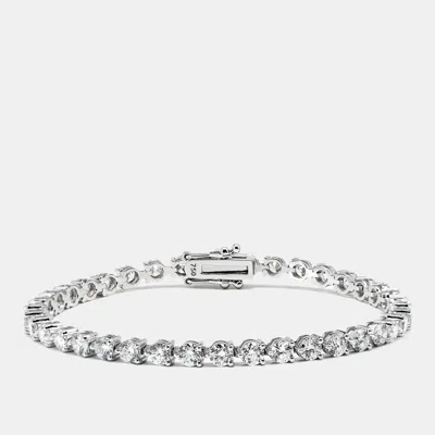 Pre-owned The Diamond Edit 6.24 Cts Round Brilliant Cut Lab Grown Diamonds 18k White Gold Tennis Bracelet