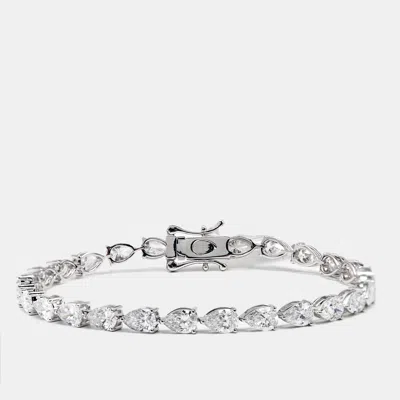 Pre-owned The Diamond Edit 10.06 Cts Pear Brilliant Cut Lab Grown Diamond 18k White Gold Tennis Bracelet