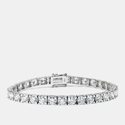 Pre-owned The Diamond Edit 9.10 Cts Round Brilliant Cut Lab Grown Diamonds 18k White Gold Tennis Bracelet