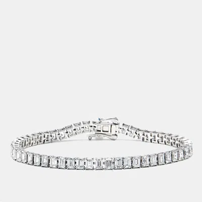 Pre-owned The Diamond Edit 11.51 Cts Emerald Step Cut Lab Grown Diamonds 18k White Gold Tennis Bracelet