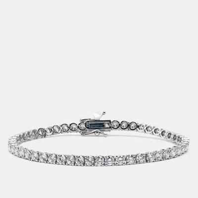 Pre-owned The Diamond Edit 5.40 Cts Round Brilliant Cut Lab Grown Diamonds 18k White Gold Tennis Bracelet
