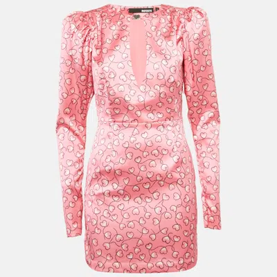 Pre-owned Rotate Birger Christensen Pink Printed Satin Cut-out Mini Dress S