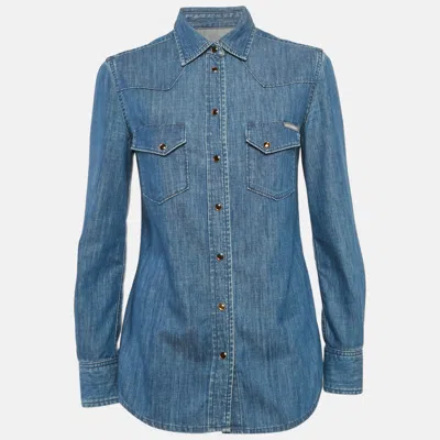 Pre-owned Dolce & Gabbana Blue Denim Button Front Shirt S