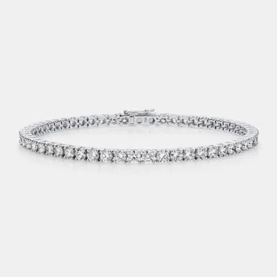 Pre-owned The Diamond Edit 5.50 Cts Round Brilliant Cut Lab Grown Diamonds 18k White Gold Tennis Bracelet
