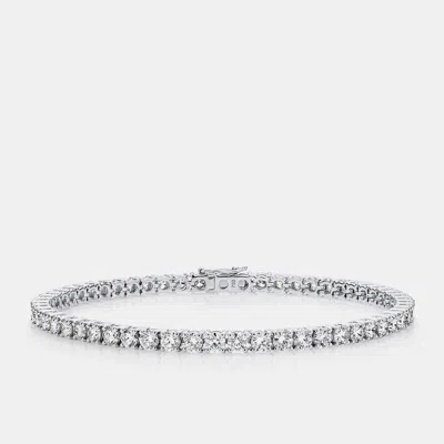 Pre-owned The Diamond Edit 7.50 Cts Round Brilliant Cut Lab Grown Diamonds 18k White Gold Tennis Bracelet