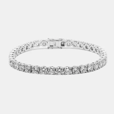 Pre-owned The Diamond Edit 9.50 Cts Round Brilliant Cut Lab Grown Diamonds 18k White Gold Tennis Bracelet