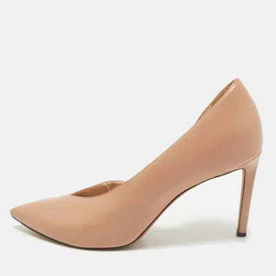 Pre-owned Jimmy Choo Beige Leather Sophia D'orsay Pumps Size 38.5 In Sand