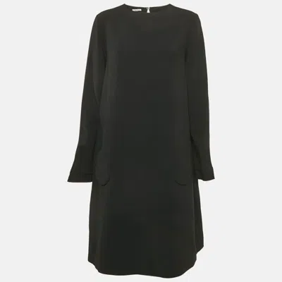 Pre-owned Miu Miu Black Crepe Long Sleeve Short Dress M