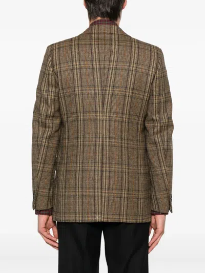 Husbands Checked Single-breasted Blazer In Brown