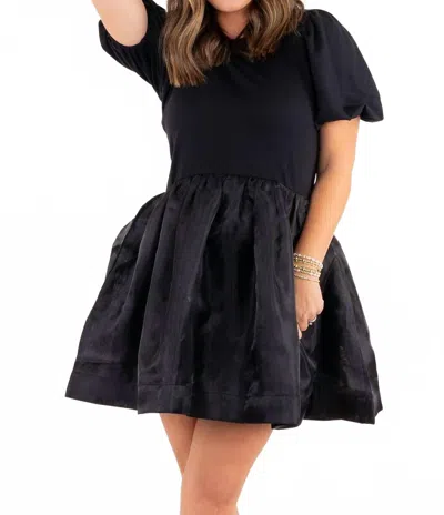 2.7 August Apparel Short Sleeve Organza Mini Dress In Black In Black