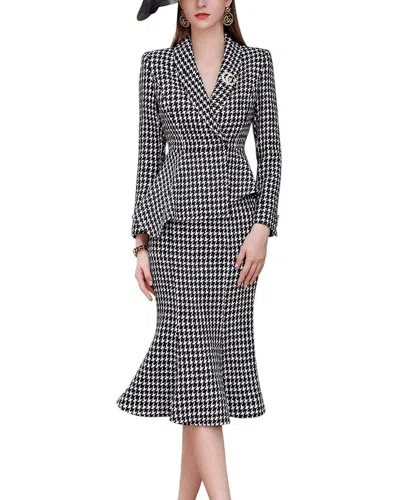 Anette 2pc Blazer & Skirt Set In Gray